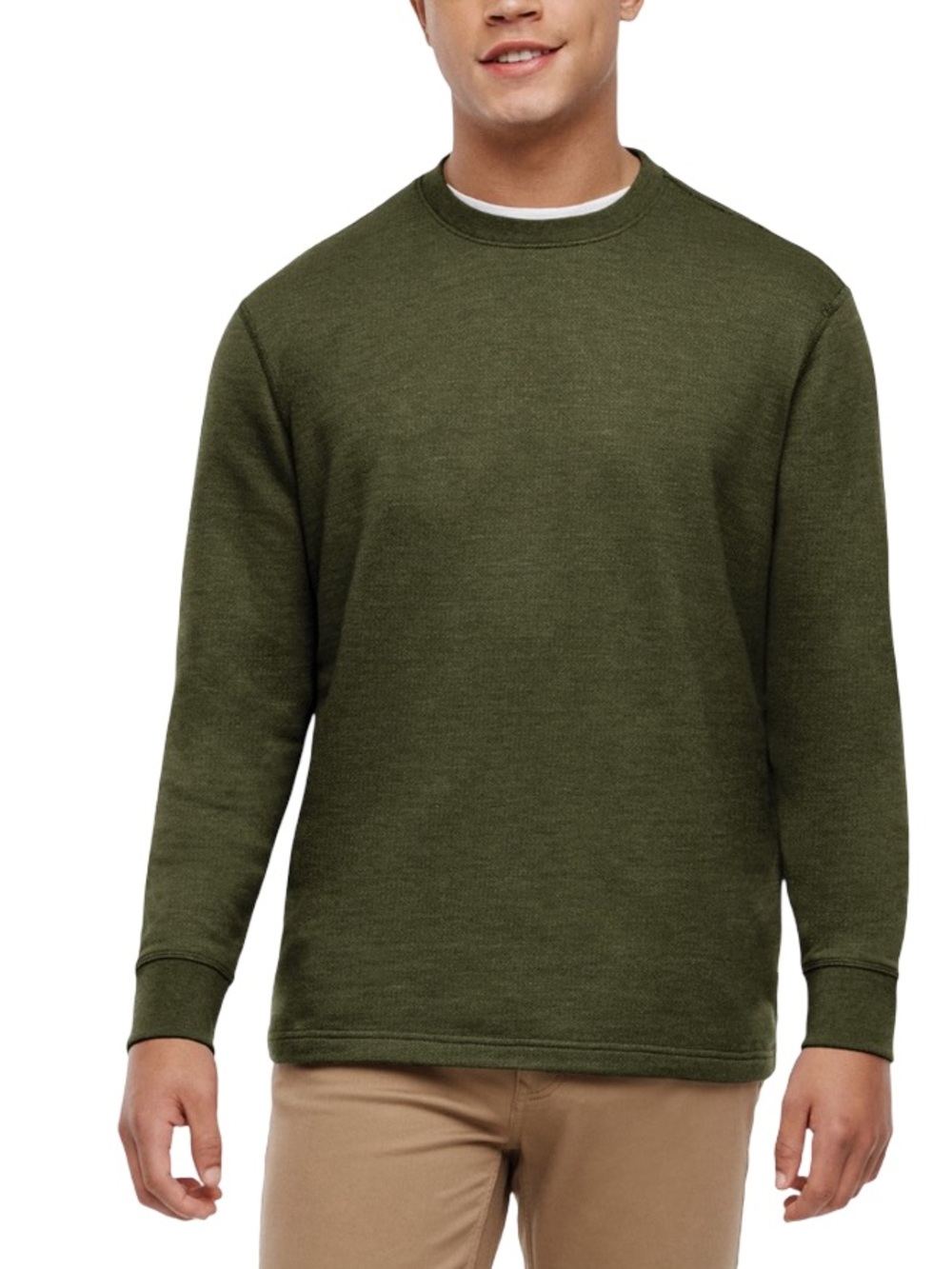 Orvis Midweight Olive Green Crewneck Long Sleeve Shirt - Size Small and Medium